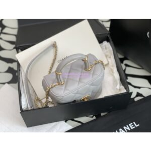 Replica Chanel 23SS Small Vanity Case in Lambskin Light Blue AS3973 (Limited Edition) 2
