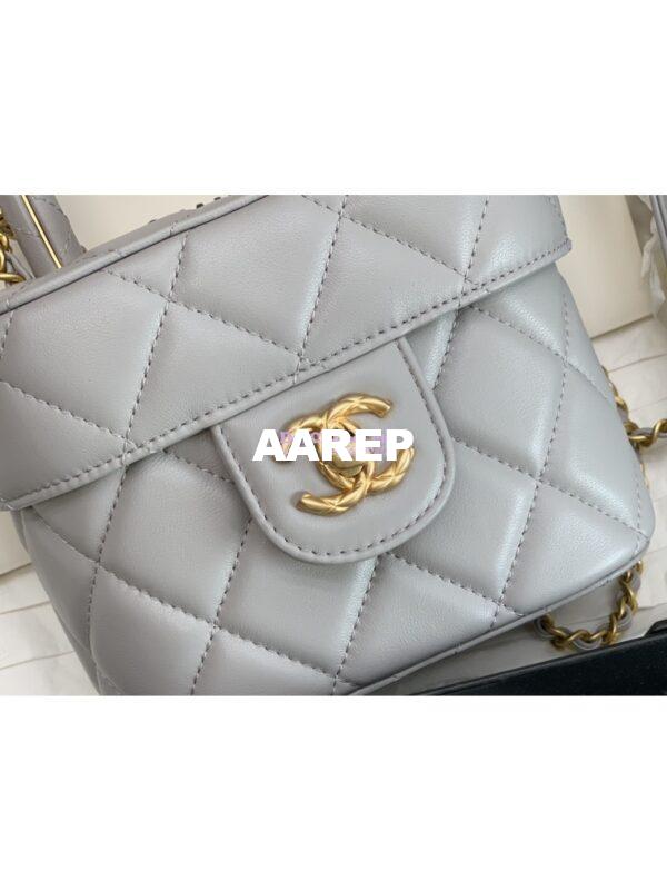 Replica Chanel 23SS Small Vanity Case in Lambskin Light Blue AS3973 (Limited Edition) 5