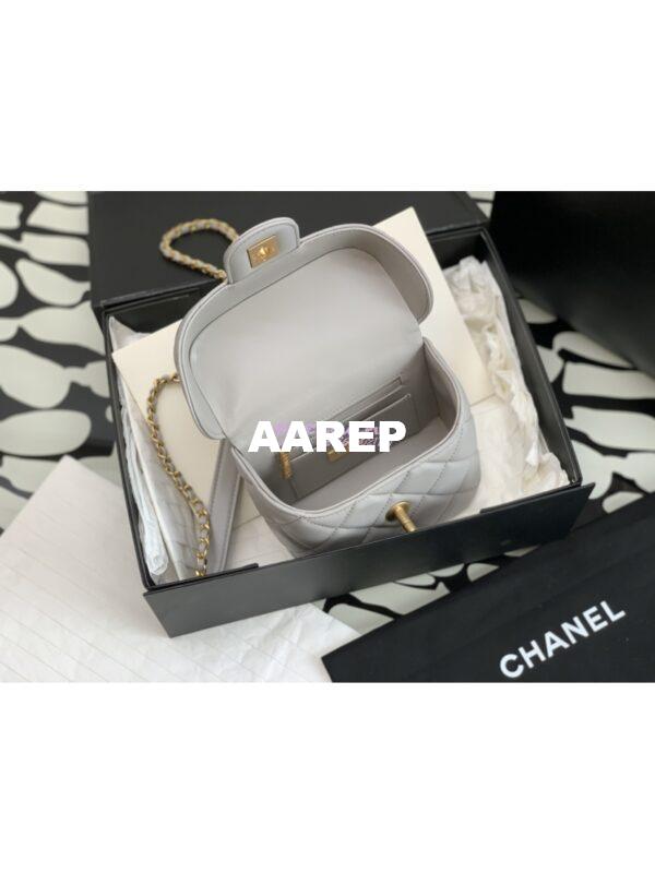 Replica Chanel 23SS Small Vanity Case in Lambskin Light Blue AS3973 (Limited Edition) 7
