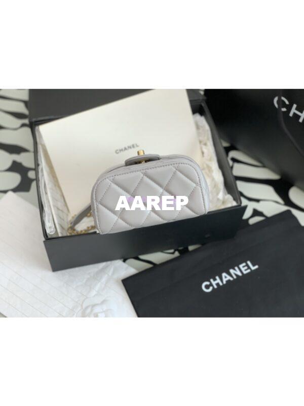 Replica Chanel 23SS Small Vanity Case in Lambskin Light Blue AS3973 (Limited Edition) 9