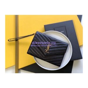 Replica YSL Saint Laurent Monogram Clutch in Quilted Grain De Poudre Embossed Leather 617662 Black 2
