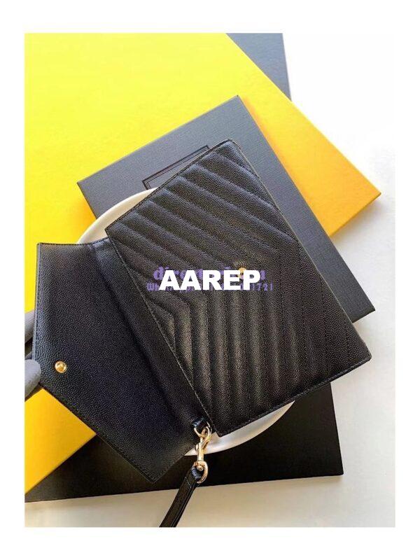 Replica YSL Saint Laurent Monogram Clutch in Quilted Grain De Poudre Embossed Leather 617662 Black 7