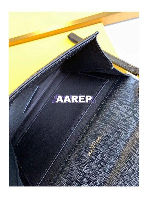 Replica YSL Saint Laurent Monogram Clutch in Quilted Grain De Poudre Embossed Leather 617662 Black 9
