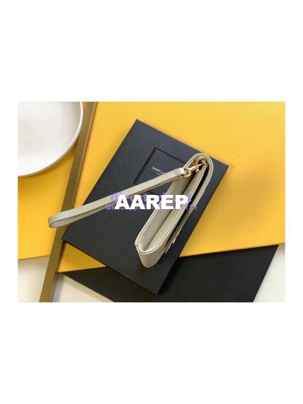Replica YSL Saint Laurent Monogram Clutch in Quilted Grain De Poudre Embossed Leather 617662 Blanc 4