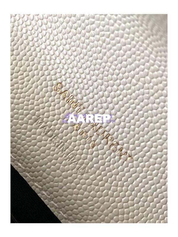 Replica YSL Saint Laurent Monogram Clutch in Quilted Grain De Poudre Embossed Leather 617662 Blanc 11