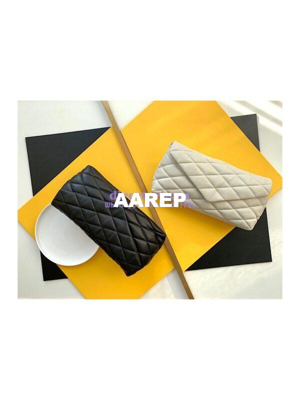 Replica YSL Saint Laurent Sade Puffer Envelope Clutch in Lambskin 6550041 Black 3