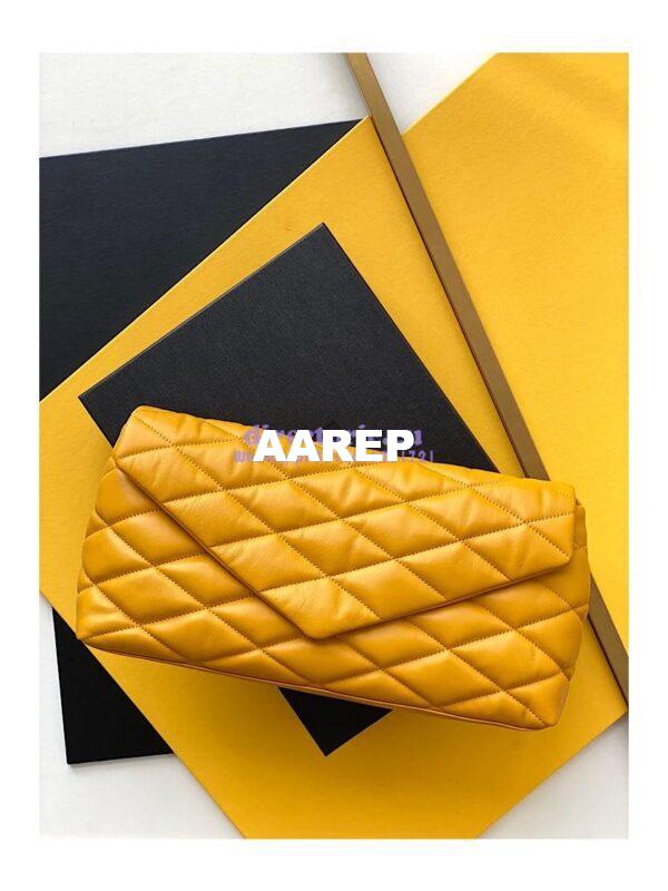 Replica YSL Saint Laurent Sade Puffer Envelope Clutch in Lambskin 6550041 Saffron 3
