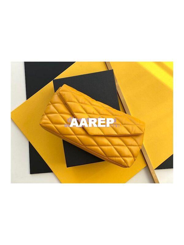 Replica YSL Saint Laurent Sade Puffer Envelope Clutch in Lambskin 6550041 Saffron 4