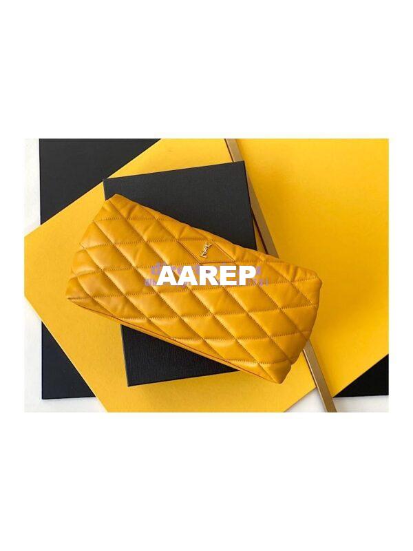 Replica YSL Saint Laurent Sade Puffer Envelope Clutch in Lambskin 6550041 Saffron 5