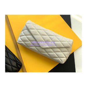 Replica YSL Saint Laurent Sade Puffer Envelope Clutch in Lambskin 6550041 Blanc