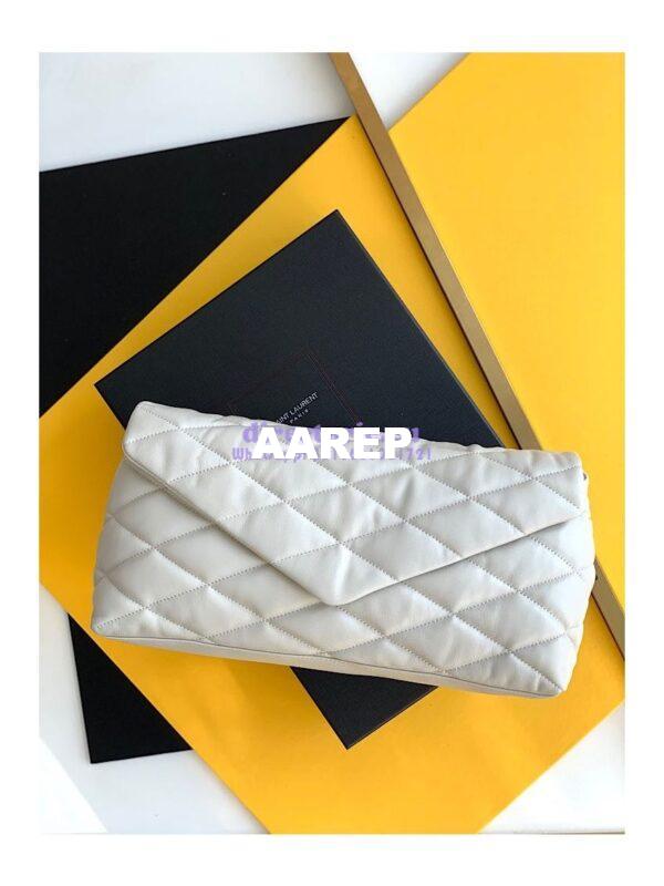 Replica YSL Saint Laurent Sade Puffer Envelope Clutch in Lambskin 6550041 Blanc 4