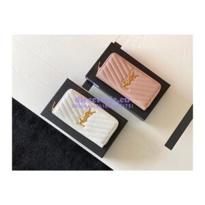 Replica YSL Saint Laurent Monogram Zip Around Wallet In Grain De Poudre Embossed Leather 358094 White