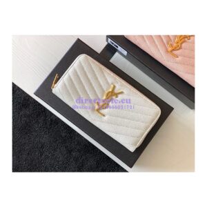 Replica YSL Saint Laurent Monogram Zip Around Wallet In Grain De Poudre Embossed Leather 358094 White 2