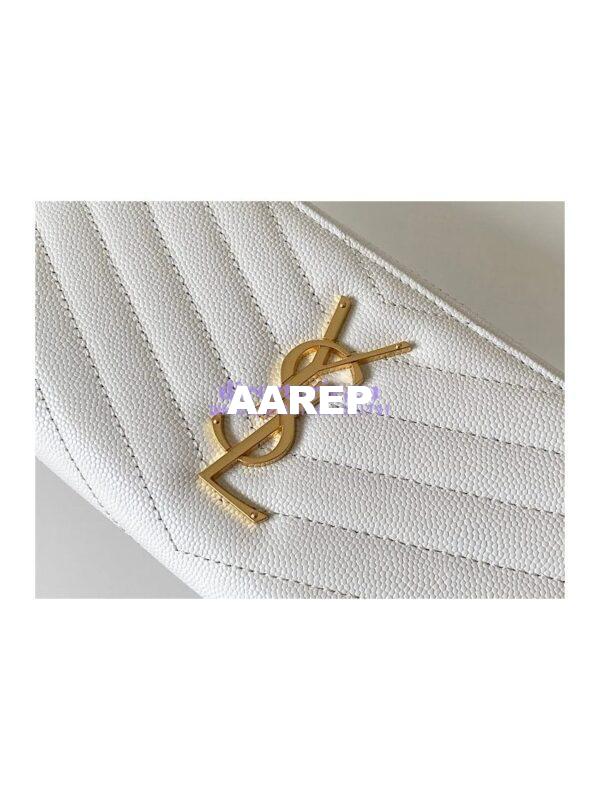 Replica YSL Saint Laurent Monogram Zip Around Wallet In Grain De Poudre Embossed Leather 358094 White 4