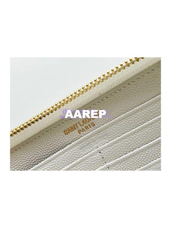 Replica YSL Saint Laurent Monogram Zip Around Wallet In Grain De Poudre Embossed Leather 358094 White 7