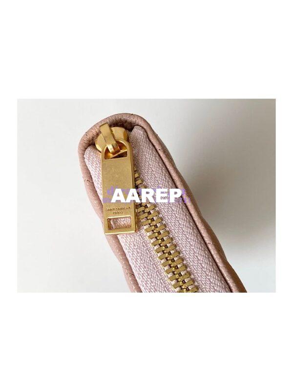 Replica YSL Saint Laurent Monogram Zip Around Wallet In Grain De Poudre Embossed Leather 358094 Light Pink 5