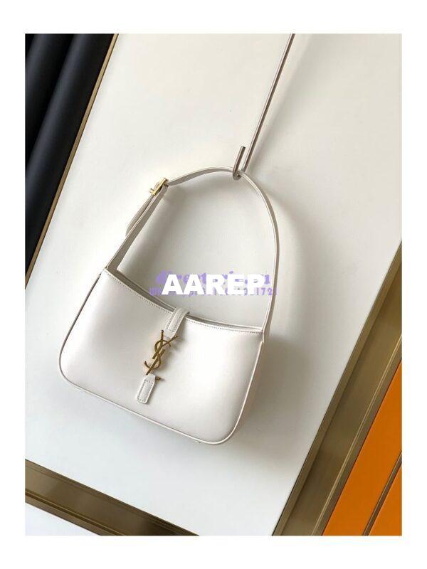 Replica YSL Saint Laurent Le 5 à 7 hobo bag in Blanc calfskin shiny leather 2