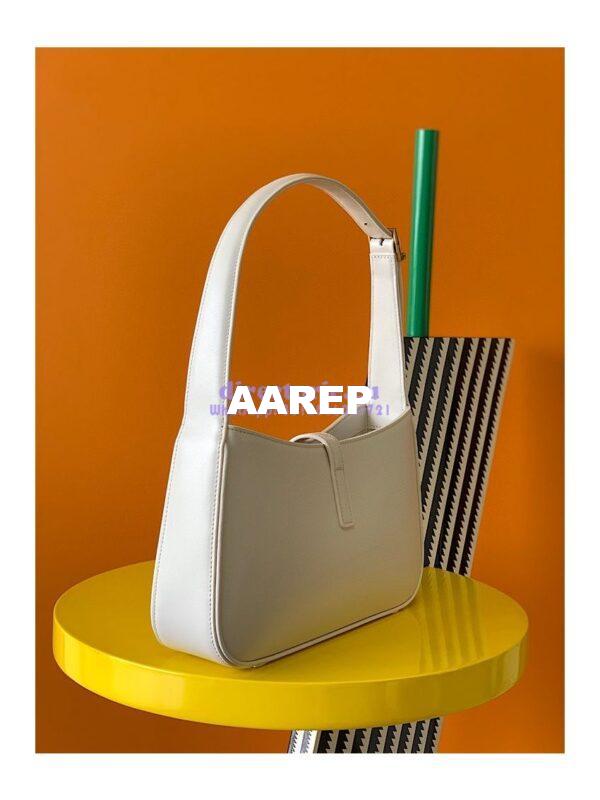 Replica YSL Saint Laurent Le 5 à 7 hobo bag in Blanc calfskin shiny leather 4