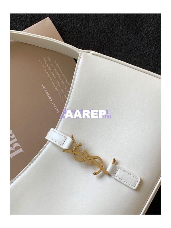 Replica YSL Saint Laurent Le 5 à 7 hobo bag in Blanc calfskin shiny leather 6