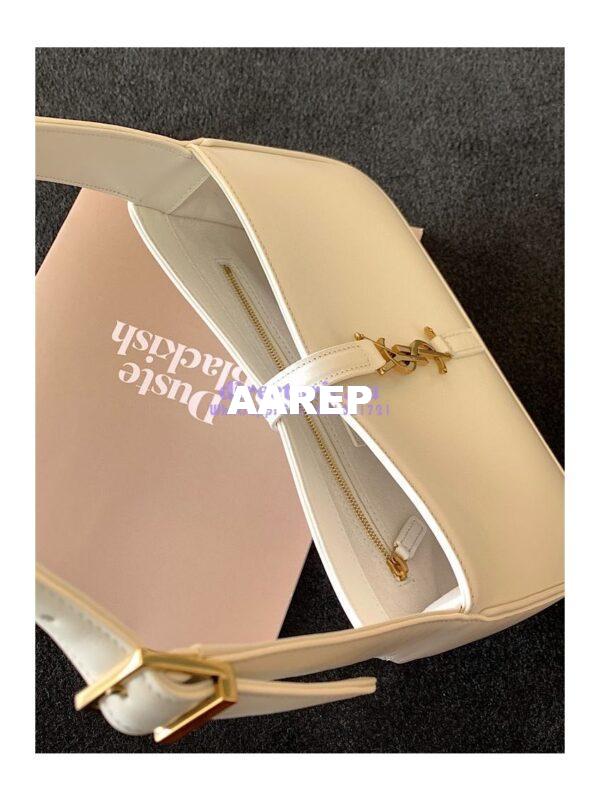 Replica YSL Saint Laurent Le 5 à 7 hobo bag in Blanc calfskin shiny leather 7