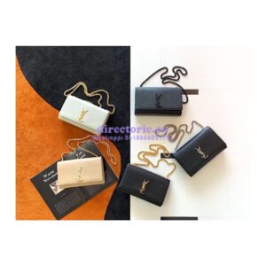 Replica YSL Saint Laurent Classic Medium Kate Satchel Grained De Poudre Textured Leather Black Silver Hardware