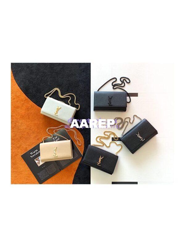 Replica YSL Saint Laurent Classic Medium Kate Satchel Grained De Poudre Textured Leather Black Silver Hardware 3