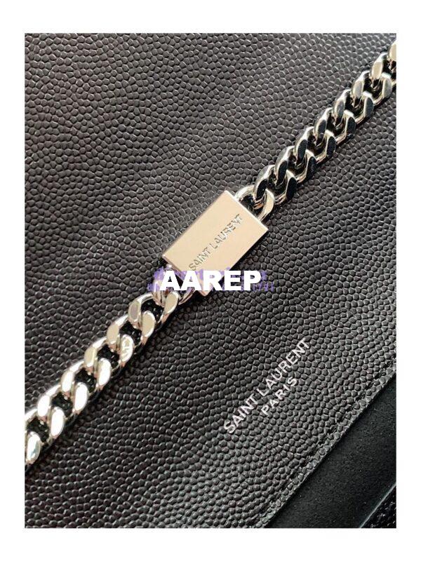 Replica YSL Saint Laurent Classic Medium Kate Satchel Grained De Poudre Textured Leather Black Silver Hardware 11