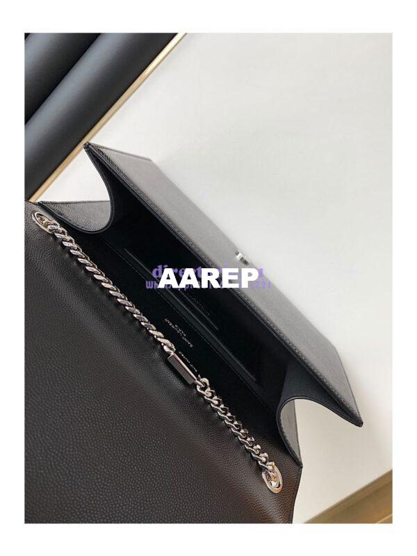 Replica YSL Saint Laurent Classic Medium Kate Satchel Grained De Poudre Textured Leather Black Silver Hardware 12