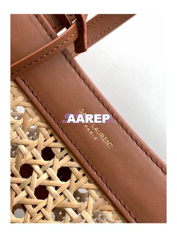 Replica YSL Saint Laurent Saint Laurent N/S Toy Shopping Bag in Woven Cane And Brown Leather 6551612 8