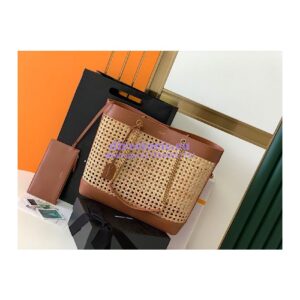 Replica YSL Saint Laurent E/W Shopping Bag in Woven Cane And Leather 6551432