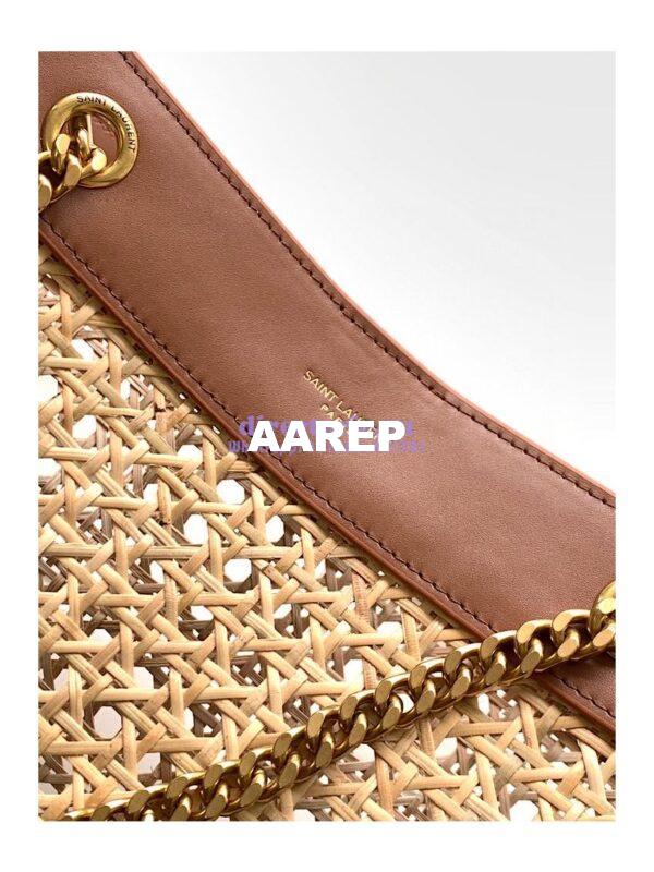 Replica YSL Saint Laurent E/W Shopping Bag in Woven Cane And Leather 6551432 6