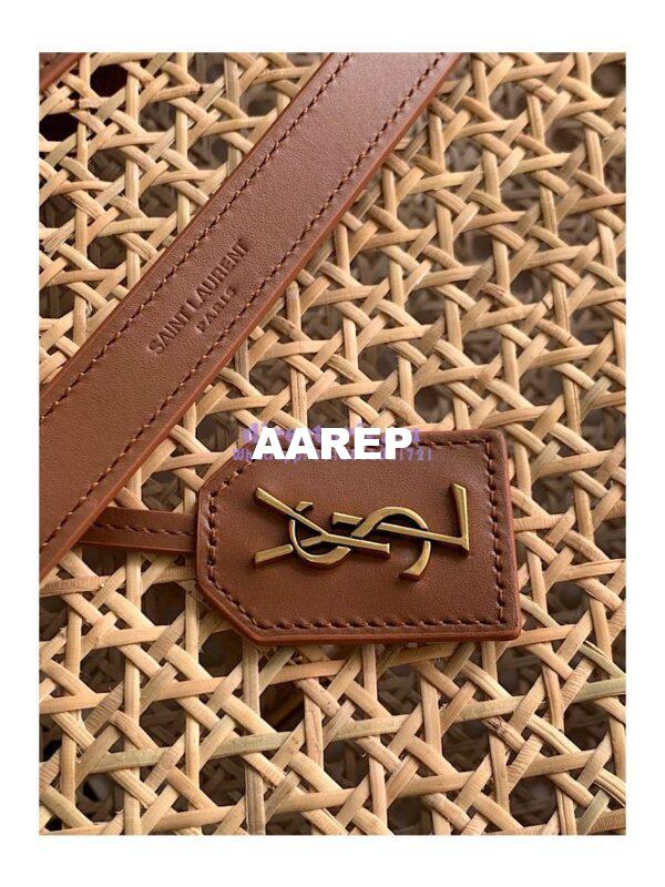 Replica YSL Saint Laurent E/W Shopping Bag in Woven Cane And Leather 6551432 7