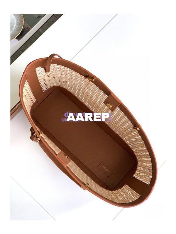 Replica YSL Saint Laurent E/W Shopping Bag in Woven Cane And Leather 6551432 8