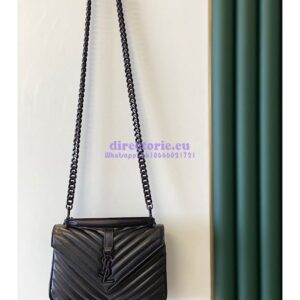 Replica YSL Saint Laurent College Medium In Matelassé Leather 600279 All Black