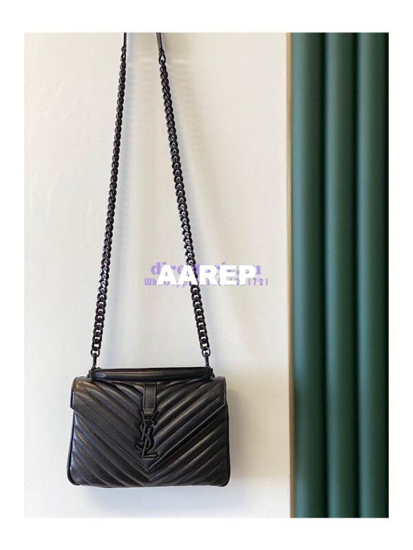 Replica YSL Saint Laurent College Medium In Matelassé Leather 600279 All Black 3