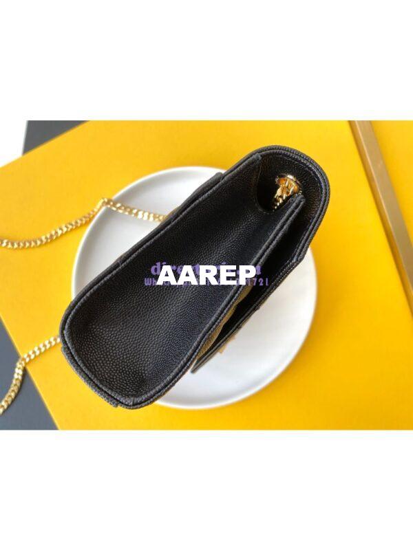 Replica YSL Envelope small bag in mix matelassé grain de poudre embossed leather 526286 black GHW 6