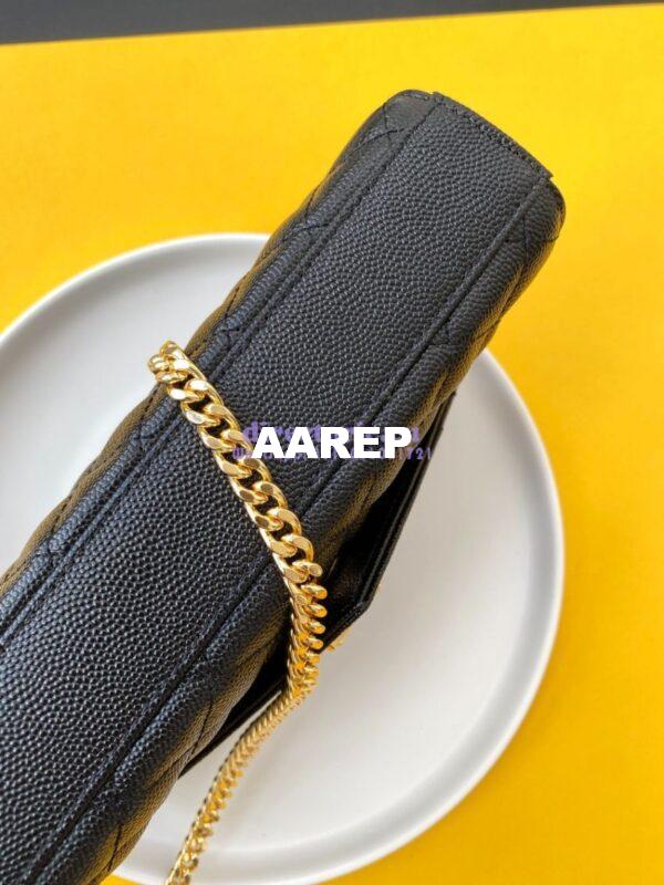 Replica YSL Envelope small bag in mix matelassé grain de poudre embossed leather 526286 black GHW 7