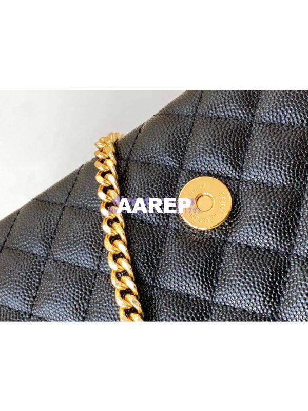 Replica YSL Envelope small bag in mix matelassé grain de poudre embossed leather 526286 black GHW 9