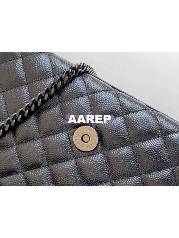 Replica YSL Envelope small bag in mix matelassé grain de poudre embossed leather 526286 black bhw 10