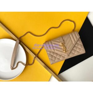 Replica YSL Envelope small bag in mix matelassé grain de poudre embossed leather 526286 beige 2