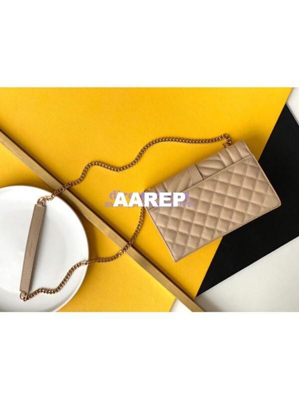 Replica YSL Envelope small bag in mix matelassé grain de poudre embossed leather 526286 beige 3