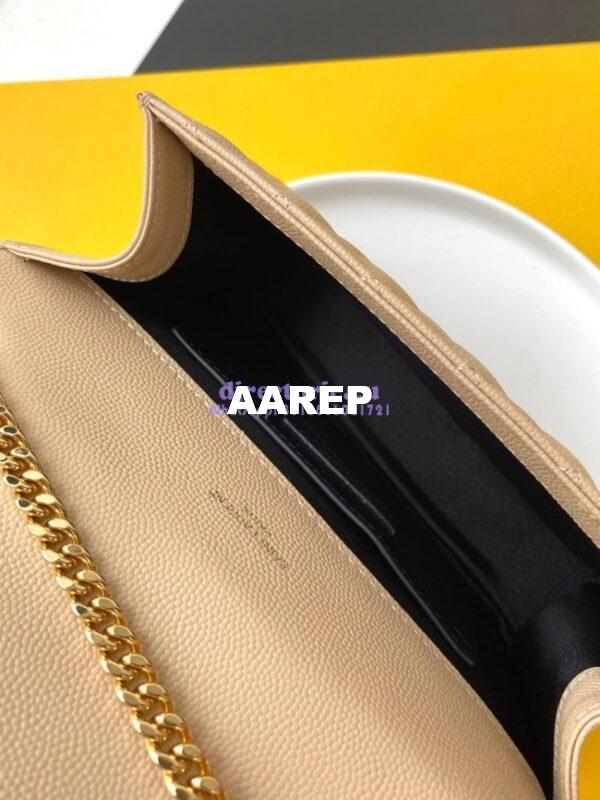 Replica YSL Envelope small bag in mix matelassé grain de poudre embossed leather 526286 beige 10