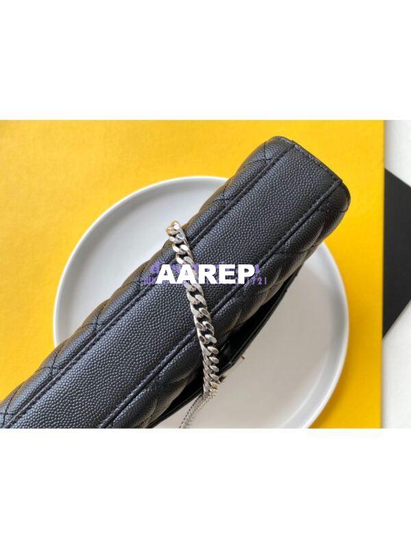Replica YSL Envelope small bag in mix matelassé grain de poudre embossed leather 526286 black shw 7