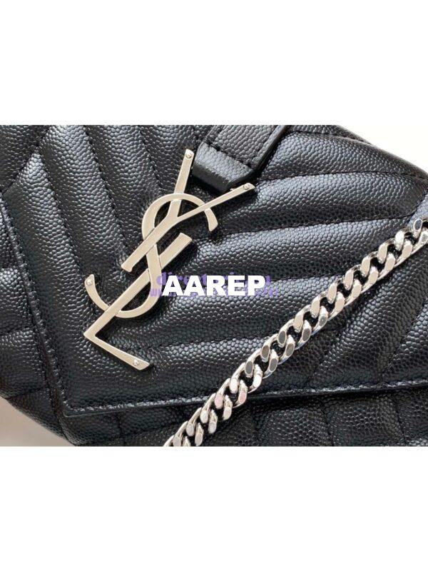 Replica YSL Envelope small bag in mix matelassé grain de poudre embossed leather 526286 black shw 8
