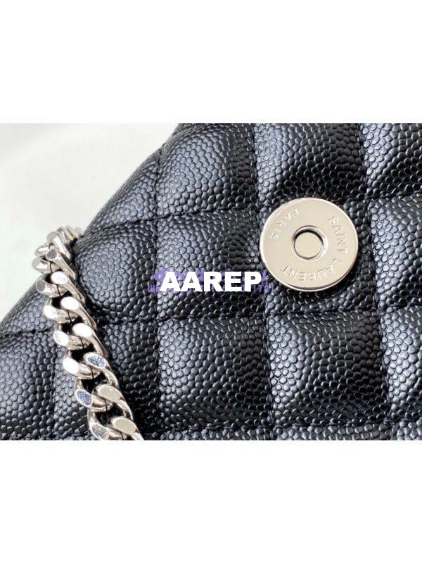 Replica YSL Envelope small bag in mix matelassé grain de poudre embossed leather 526286 black shw 9