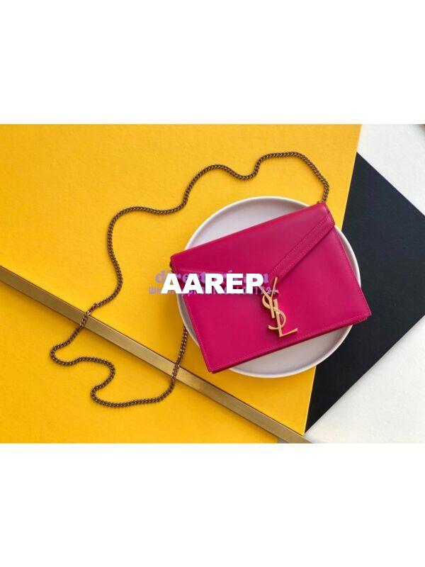 Replica YSL Saint Laurent Cassandra Monogram Clasp Bag In Smooth Leather Rosy Pink 2