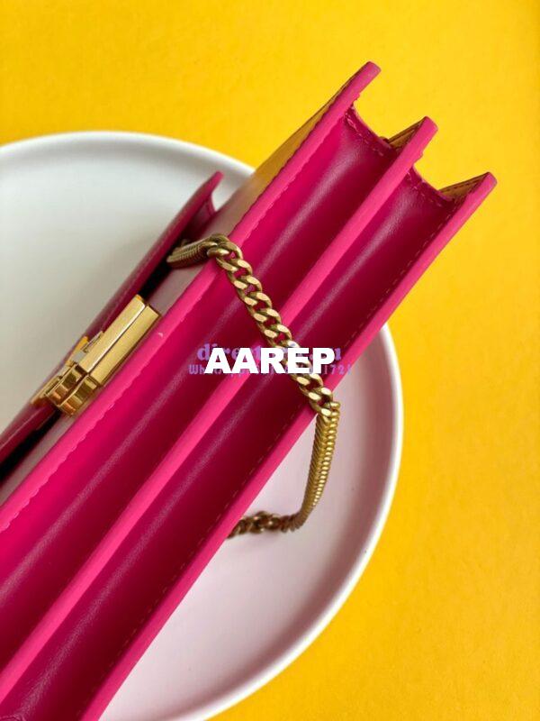 Replica YSL Saint Laurent Cassandra Monogram Clasp Bag In Smooth Leather Rosy Pink 4