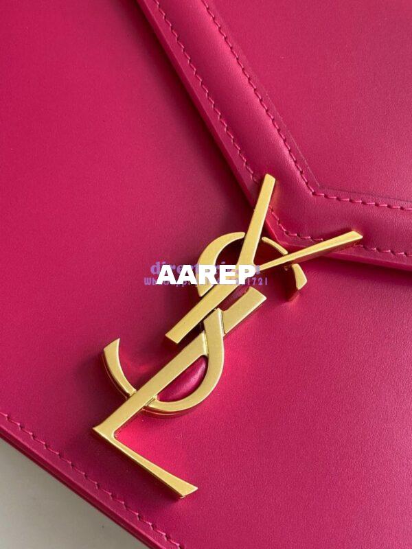 Replica YSL Saint Laurent Cassandra Monogram Clasp Bag In Smooth Leather Rosy Pink 5