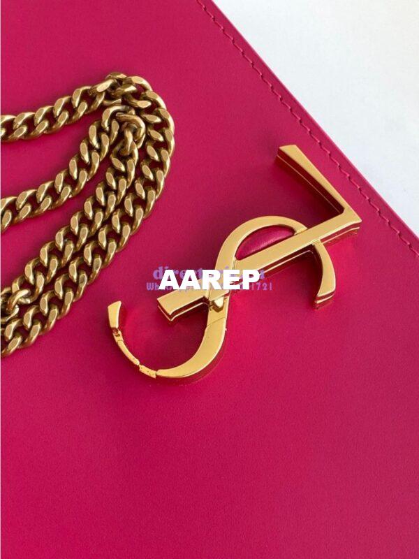Replica YSL Saint Laurent Cassandra Monogram Clasp Bag In Smooth Leather Rosy Pink 7