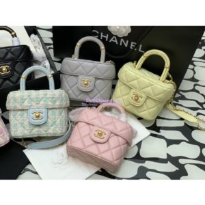 Replica Chanel 23SS Small Vanity Case in Lambskin Light Yellow AS3973 (Limited Edition)
